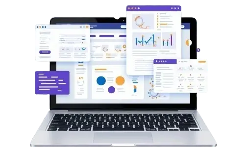 Industry Benchmarks illustration showing performance comparison charts and analytics across multiple sectors