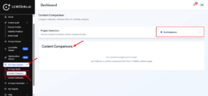 Content Comparison dashboard