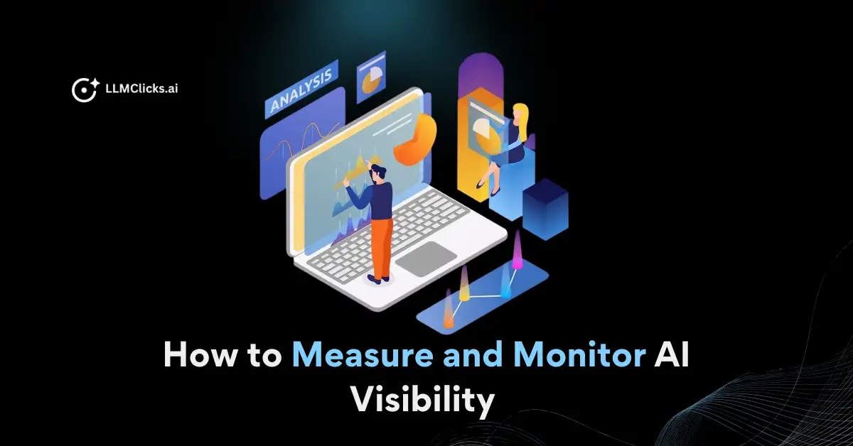 Illustration showing how brands measure and monitor AI visibility across generative AI platforms