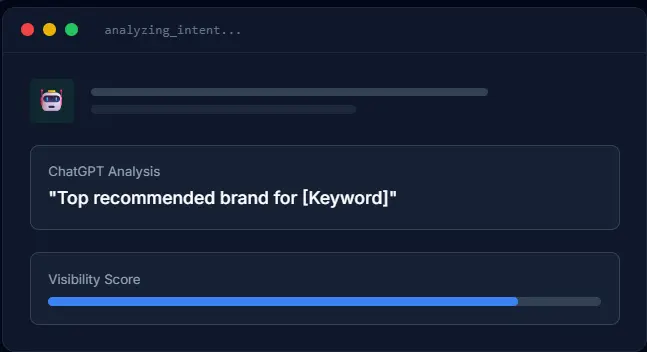 A dashboard interface of the Free AI Visibility Checker analyzing a brand's presence.