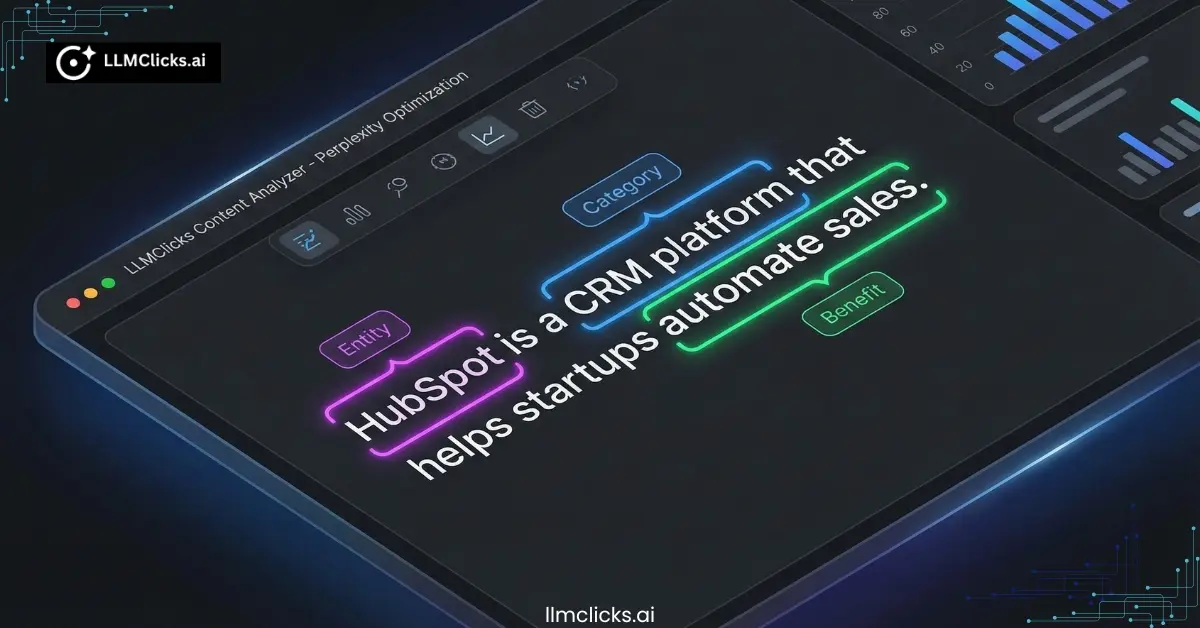 UI diagram breaking down the 'Golden Paragraph' structure: clearly defining the Entity, Category, and Benefit in the first sentence to rank in AI answer engines. 