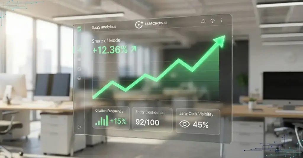 Analytics dashboard tracking Share of Model and AI citations for GEO.